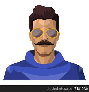 Handsome guy with moustaches and sunglasses illustration vector on white background