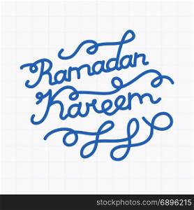 Handwritten congratulation on Ramadan Kareem. Vector illustration. Handwritten congratulation on Ramadan