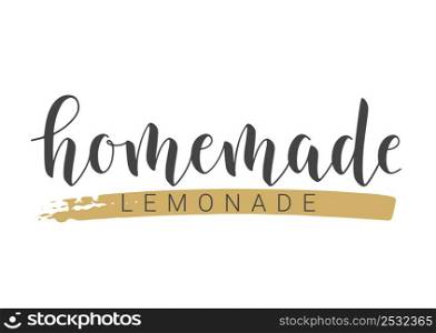 Handwritten Lettering of Homemade Lemonade. Template for Banner, Card, Postcard, Invitation, Party, Poster, Print or Web Product. Objects Isolated on White Background. Vector Stock Illustration.. Handwritten Lettering of Homemade Lemonade. Vector Illustration.