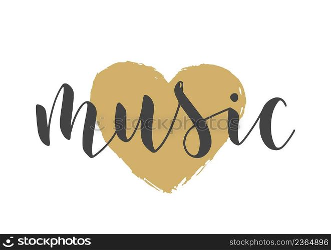 Handwritten Lettering of Music. Template for Banner, Card, Label, Postcard, Poster, Sticker, Print or Web Product. Objects Isolated on White Background. Vector Stock Illustration.. Handwritten Lettering of Music on White Background. Vector Illustration.