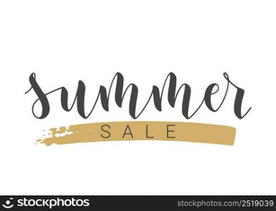 Handwritten Lettering of Summer Sale. Template for Banner, Card, Invitation, Party, Poster, Print or Web Product. Objects Isolated on White Background. Vector Stock Illustration.. Handwritten Lettering of Summer Sale. Vector Illustration.