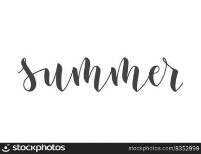 Handwritten Lettering of Summer. Template for Banner, Card, Invitation, Party, Poster, Print or Web Product. Objects Isolated on White Background. Vector Stock Illustration.. Handwritten Lettering of Summer. Vector Stock Illustration.
