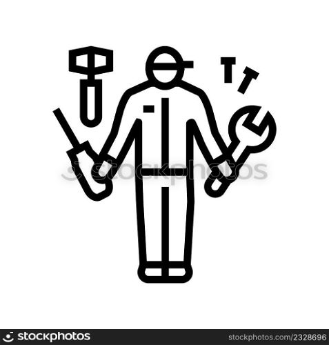 handyman worker line icon vector. handyman worker sign. isolated contour symbol black illustration. handyman worker line icon vector illustration