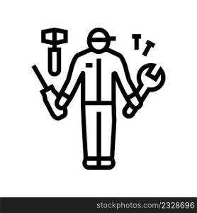 handyman worker line icon vector. handyman worker sign. isolated contour symbol black illustration. handyman worker line icon vector illustration