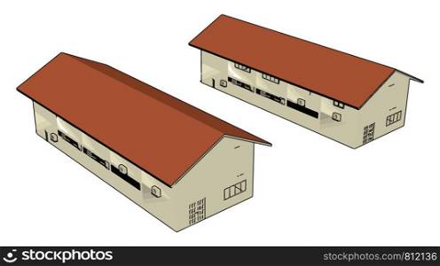 Hangar building, illustration, vector on white background.