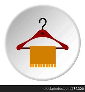 Hanger and towel icon in flat circle isolated vector illustration for web. Hanger and towel icon circle