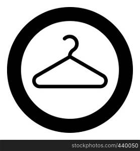 Hanger Clothes hanger icon in circle round black color vector illustration flat style simple image. Hanger Clothes hanger icon in circle round black color vector illustration flat style image