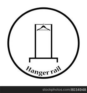 Hanger rail icon. Thin circle design. Vector illustration.