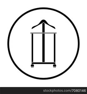 Hanger stand icon. Thin circle design. Vector illustration.