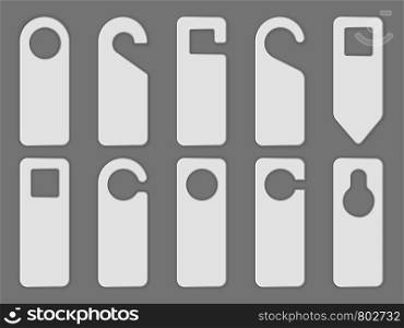 Hanger tag icon set. Realistic set of hanger tag vector icons for web design. NAME icon set, realistic style