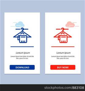 Hanger, Towel, Service, Hotel Blue and Red Download and Buy Now web Widget Card Template
