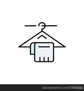 Hanger, Towel, Service, Hotel Flat Color Icon. Vector icon banner Template