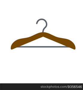 Hanger. Wardrobe wooden item for storing clothes. Flat cartoon illustration. Hanger. Wardrobe wooden item