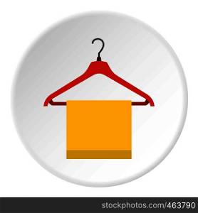 Hanger with cloth icon in flat circle isolated vector illustration for web. Hanger with cloth icon circle