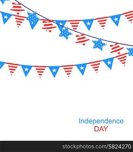 Hanging Bunting Garlands in National American Independent Day - vector