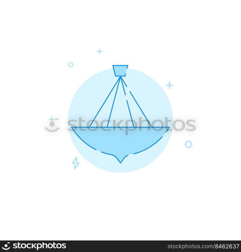 Hanging chandelier vector icon. Flat illustration. Filled line style. Blue monochrome design.. Hanging chandelier flat vector icon. Filled line style. Blue monochrome design.