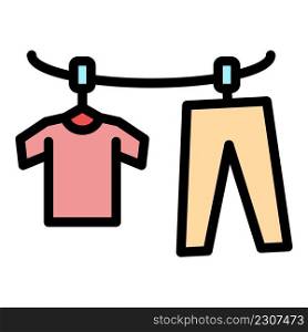 Hanging clothes icon. Outline hanging clothes vector icon color flat isolated. Hanging clothes icon color outline vector
