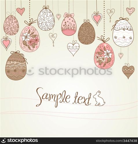 hanging easter eggs and hearts