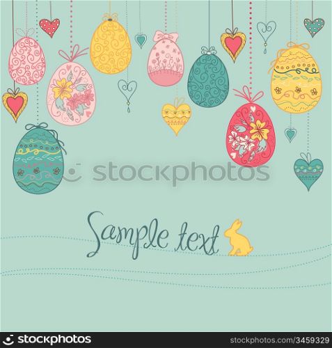 hanging easter eggs and hearts