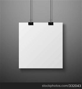 Hanging picture. Blank photo paper template for gallery realistic illustration. Hanging picture. Blank photo paper template for gallery realistic vector illustration