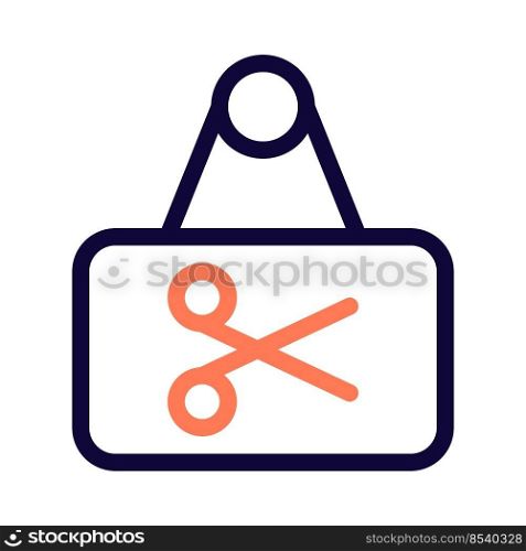 Hanging sign board for barbershop isolated on a white background