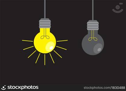 Hanging simple bulb. On and off lamp on dark backdrop. Sketch outline drawing. Vector illustration. Stock image. EPS 10.. Hanging simple bulb. On and off lamp on dark backdrop. Sketch outline drawing. Vector illustration. Stock image.
