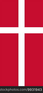Hanging vertical flag of Denmark. Hanging vertical flag