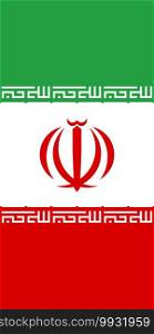 Hanging vertical flag of Iran. Hanging vertical flag