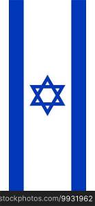 Hanging vertical flag of Israel. Hanging vertical flag