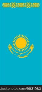 Hanging vertical flag of Kazakhstan. Hanging vertical flag