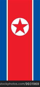 Hanging vertical flag of North Korea. Hanging vertical flag