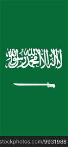 Hanging vertical flag of Saudi Arabia. Hanging vertical flag