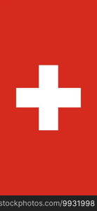 Hanging vertical flag of Switzerland. Hanging vertical flag