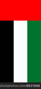 Hanging vertical flag of United Arab Emirates. Hanging vertical flag