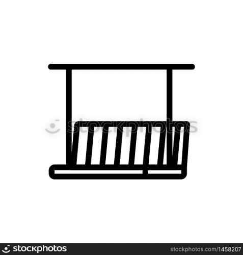 hanging wooden bench side view icon vector. hanging wooden bench side view sign. isolated contour symbol illustration. hanging wooden bench side view icon vector outline illustration