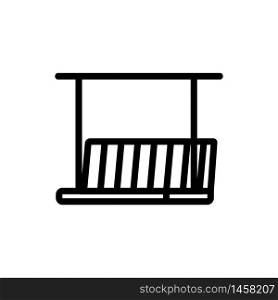 hanging wooden bench side view icon vector. hanging wooden bench side view sign. isolated contour symbol illustration. hanging wooden bench side view icon vector outline illustration