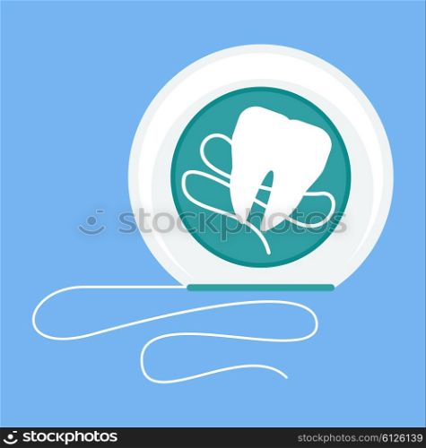 Hank dental flossing design flat concept. Floss dental care, dental tools hygiene health oral, healthcare with dental flossing plastic, string dental flossing vector illustration
