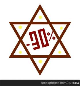 Hanukkah david star sale icon. Cartoon of hanukkah david star sale vector icon for web design isolated on white background. Hanukkah david star sale icon, cartoon style