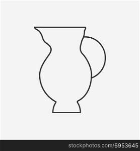 Hanukkah holiday jug of oil flat black outline design icon. Vector eps10 illustration.