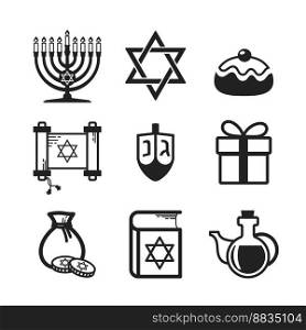 Hanukkah icons set vector image