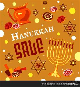 Hanukkah sale concept background. Cartoon illustration of hanukkah sale vector concept background for web design. Hanukkah sale concept background, cartoon style