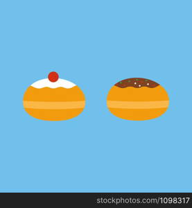 Hanukkah sufganiyot icon flat style. Vector eps10