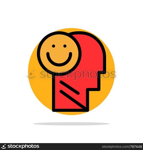 Happiness, Happy, Human, Life, Optimism Abstract Circle Background Flat color Icon