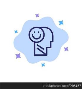 Happiness, Happy, Human, Life, Optimism Blue Icon on Abstract Cloud Background