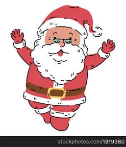 Happiness smiling Santa claus with glasses pose action cartoon character vector illustration isolated on white background.