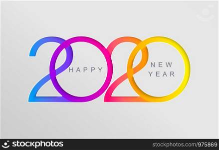 Happy 2020 new year elegant card in paper style for your seasonal holidays banners, flyers, greetings, invitations, business diares, christmas themed congratulations and posters. Vector illustration.. Elegant card for happy 2020 new year.