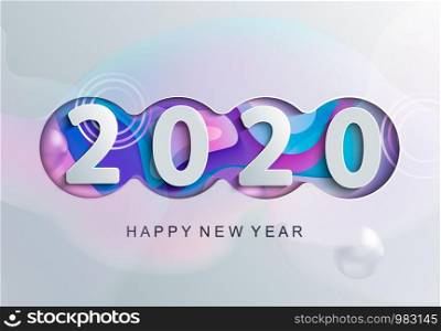 Happy 2020 new year modern greeting card with abstract backround for banners, flyers, invitations, christmas themed congratulations, banners, posters, placards, business diaries. Vector illustration.. 2020 new year modern greeting card .