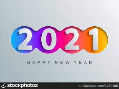 Happy 2021 new year elegant greeting card in paper cut style for your seasonal holidays flyers, greetings and invitations cards, congratulations, banners, placards, business diaries. Ox year. Vector.. 2021 new year greeting card in paper cut style.