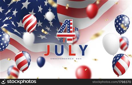 Happy 4th of July holiday banner. USA Independence Day Celebration background.