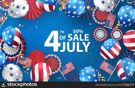 Happy 4th of July holiday banner. USA Independence Day Celebration background. sale